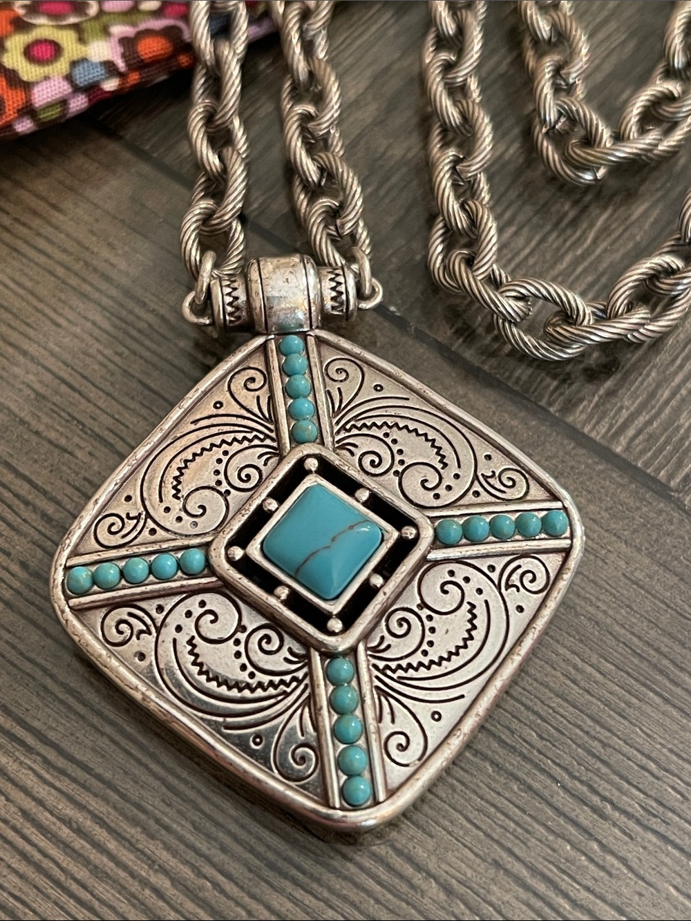 Brighton Primrose Pendant Necklace Silver-Turquoise - Picture 2 of 16